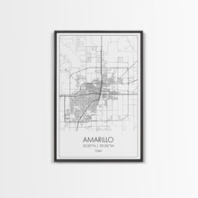 Load image into Gallery viewer, Amarillo Street Map, Texas Map, City Map Wall Decor, Travel Wall Art, Minimalist, Modern Art, Wall Art, Canvas Print, Canvas Wall Art