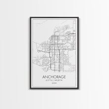Load image into Gallery viewer, Anchorage Street Map, Alaska Map, City Map Wall Décor, Adventure Wall Art, Minimalist, Modern Art, Wall Art, Canvas Print, Canvas Wall Art