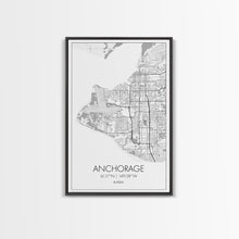 Load image into Gallery viewer, Anchorage Street Map, Alaska Map, Travel Wall Art, City Map Wall Art, Bedroom Art, Modern Art, Wall Art, Canvas Print, Canvas Wall Art