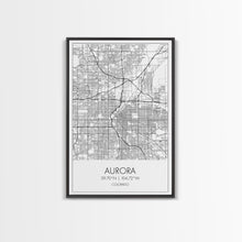 Load image into Gallery viewer, Aurora Street Map, Colorado Map, City Map Print, Travel Lover Gift, Above Bed Art, Minimalist Art, Wall Art, Canvas Print, Canvas Wall Art