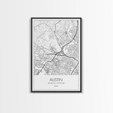 Carregar imagem no visualizador da galeria, Austin Street Map, Texas Map, City Map Art, Office Wall Art, Travel Décor, Minimalist Art, Wall Art, Canvas Print, Canvas Wall Art