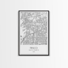 Load image into Gallery viewer, Frisco Street Map, Texas Map, City Map Art, Minimalist Art, Wall Art, Canvas Print, Black And White Art, Office Wall Art, Aviation Gift