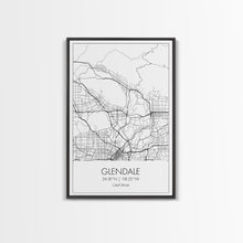 Carregar imagem no visualizador da galeria, Glendale Street Map, California Map, City Map Art, Minimalist Art, Wall Art, Canvas Print, Black And White Map, Gifts For Him, Travel Art