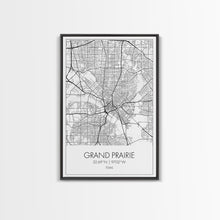 Load image into Gallery viewer, Grand Prairie Street Map, Texas Map, City Map Art, Minimalist Art, Wall Art, Canvas Print, Black And White, Travel Print, Anniversary Gift