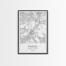 Load image into Gallery viewer, Riverside Street Map, California Map, City Map Art, Minimalist Art, Wall Art, Canvas Print, Unique Wall Décor, Boyfriend Gift, Travel Art