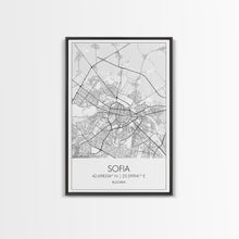 Cargar imagen en el visor de la galería, Sofia Street Map, Bulgaria Map, City Map Print, Minimalist Art, Wall Art, Canvas Print, Home Office Wall Art, Friend Gift, Travel Print