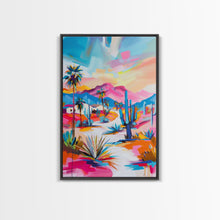 Load image into Gallery viewer, Colorful Desert Pathway Art - Framed Canvas Print, Southwestern Decor, Vibrant Living Room Wall Art, Modern Desert Landscape