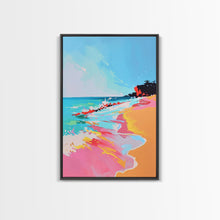Load image into Gallery viewer, Dynamic Waves Crashing on Vibrant Beach - Framed Canvas Print, Coastal Wall Art, Ocean Vibes Decor for Living Room