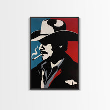 Load image into Gallery viewer, Cowboy and Cowgirl Embracing in Scenic Western Landscape - Framed Canvas Print, Rustic Western Decor, Bedroom Art, Romantic Wall Art