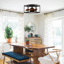 Carregar imagem no visualizador da galeria, 20" Kanpur Industrial Flush Mount Reversible Ceiling Fan with LED Lighting and Remote Control