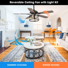 Carregar imagem no visualizador da galeria, 52" Wisner Industrial Downrod Mount Reversible Ceiling Fan with Lighting and Remote Control