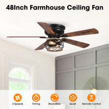 Carregar imagem no visualizador da galeria, 48" Antwerp Farmhouse Flush Mount Reversible Ceiling Fan with Lighting and Remote Control