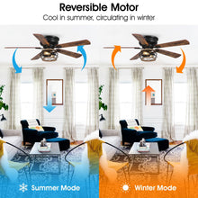 Carregar imagem no visualizador da galeria, 48" Antwerp Farmhouse Flush Mount Reversible Ceiling Fan with Lighting and Remote Control