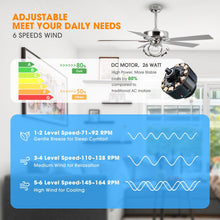 Carregar imagem no visualizador da galeria, 52" Zelda Modern DC Motor Downrod Mount Reversible Ceiling Fan with Lighting and Remote Control