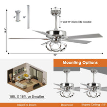 Carregar imagem no visualizador da galeria, 52" Zelda Modern DC Motor Downrod Mount Reversible Ceiling Fan with Lighting and Remote Control