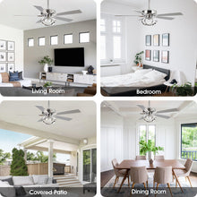 Carregar imagem no visualizador da galeria, 52" Zelda Modern DC Motor Downrod Mount Reversible Ceiling Fan with Lighting and Remote Control