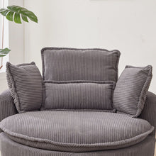 Load image into Gallery viewer, 38"W Oversized Swivel Chair with moon storage ottoman for Living Room, Modern Accent Round Loveseat Circle Swivel Barrel Chairs for Bedroom Cuddle Sofa Chair Lounger Armchair, 4 Pillows,CORDUROY