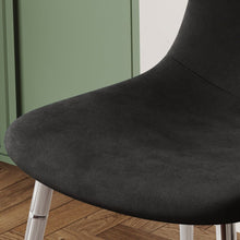 Carregar imagem no visualizador da galeria, Dining Table Set of 9, 0.32" Thick Tempered Glass Top Dining Table with Metal Legs and Eight Fabric Dining Chairs, Table Size: 62.99" L x 35.43" W x 29.92" H