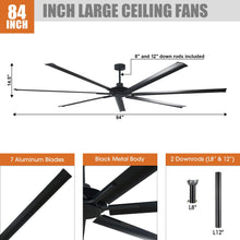 Carregar imagem no visualizador da galeria, 84 Inch 100 Inch Silent Storm Extra Large Ceiling Fan with Remote Control