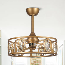 Carregar imagem no visualizador da galeria, 22" Kashmir Modern Glod Reversible Crystal Fandelier Ceiling Fan with Lighting and Remote Control