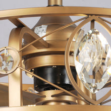 Carregar imagem no visualizador da galeria, 22" Kashmir Modern Glod Reversible Crystal Fandelier Ceiling Fan with Lighting and Remote Control