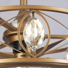 Carregar imagem no visualizador da galeria, 22" Kashmir Modern Glod Reversible Crystal Fandelier Ceiling Fan with Lighting and Remote Control