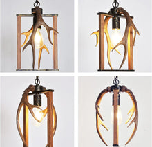 Load image into Gallery viewer, ALOYSIANS Small Deer Antler Lamp Imitation Wood Chandeliers FarmhouseSquare Antler Chandelier 1-Light 8.7"W*14.8"H Kitchen Lights Pendant Light Fixture