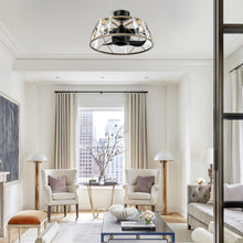 Carregar imagem no visualizador da galeria, 23" Modern Satin Nickel DC Motor Downrod Mount Reversible Fandelier Ceiling Fan with Lighting and Remote Control