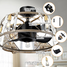 Carregar imagem no visualizador da galeria, 23" Modern Satin Nickel DC Motor Downrod Mount Reversible Fandelier Ceiling Fan with Lighting and Remote Control