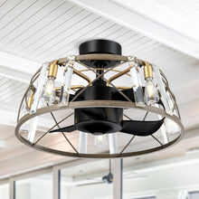 Carregar imagem no visualizador da galeria, 23" Modern Satin Nickel DC Motor Downrod Mount Reversible Fandelier Ceiling Fan with Lighting and Remote Control