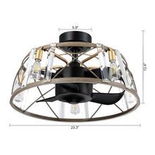 Carregar imagem no visualizador da galeria, 23" Modern Satin Nickel DC Motor Downrod Mount Reversible Fandelier Ceiling Fan with Lighting and Remote Control