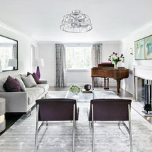 Carregar imagem no visualizador da galeria, 23" Modern Satin Nickel DC Motor Downrod Mount Reversible Fandelier Ceiling Fan with Lighting and Remote Control