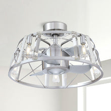 Carregar imagem no visualizador da galeria, 23" Modern Satin Nickel DC Motor Downrod Mount Reversible Fandelier Ceiling Fan with Lighting and Remote Control