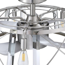 Carregar imagem no visualizador da galeria, 23" Modern Satin Nickel DC Motor Downrod Mount Reversible Fandelier Ceiling Fan with Lighting and Remote Control