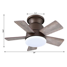 Carregar imagem no visualizador da galeria, 24" Farmhouse Flush Mount Reversible Iron Ceiling Fan with Lighting and Remote Control
