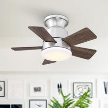 Carregar imagem no visualizador da galeria, 24" Farmhouse Flush Mount Reversible Iron Ceiling Fan with Lighting and Remote Control
