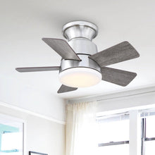 Carregar imagem no visualizador da galeria, 24" Farmhouse Flush Mount Reversible Iron Ceiling Fan with Lighting and Remote Control