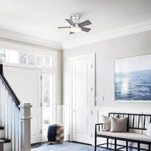 Carregar imagem no visualizador da galeria, 24" Farmhouse Flush Mount Reversible Iron Ceiling Fan with Lighting and Remote Control