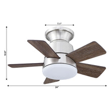 Carregar imagem no visualizador da galeria, 24" Farmhouse Flush Mount Reversible Iron Ceiling Fan with Lighting and Remote Control