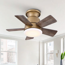 Carregar imagem no visualizador da galeria, 24" Farmhouse Flush Mount Reversible Iron Ceiling Fan with Lighting and Remote Control