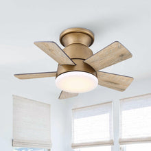 Carregar imagem no visualizador da galeria, 24" Farmhouse Flush Mount Reversible Iron Ceiling Fan with Lighting and Remote Control