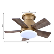 Carregar imagem no visualizador da galeria, 24" Farmhouse Flush Mount Reversible Iron Ceiling Fan with Lighting and Remote Control