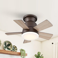 Carregar imagem no visualizador da galeria, 24" Farmhouse Flush Mount Reversible Iron Ceiling Fan with Lighting and Remote Control