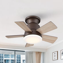 Carregar imagem no visualizador da galeria, 24" Farmhouse Flush Mount Reversible Iron Ceiling Fan with Lighting and Remote Control
