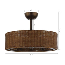 Carregar imagem no visualizador da galeria, 24" Farmhouse DC Motor Ceiling Fan with Lighting and Remote Control
