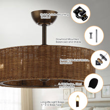 Carregar imagem no visualizador da galeria, 24" Farmhouse DC Motor Ceiling Fan with Lighting and Remote Control