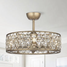 Carregar imagem no visualizador da galeria, 25" Modern Downrod Mount Crystal Fandelier with Lighting and Remote Control