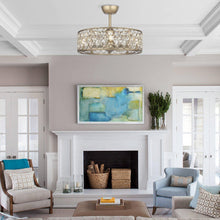 Carregar imagem no visualizador da galeria, 25" Modern Downrod Mount Crystal Fandelier with Lighting and Remote Control