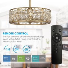 Carregar imagem no visualizador da galeria, 25" Modern Downrod Mount Crystal Fandelier with Lighting and Remote Control