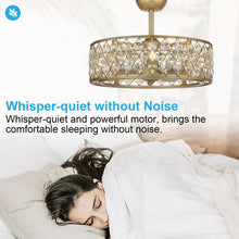 Carregar imagem no visualizador da galeria, 25" Modern Downrod Mount Crystal Fandelier with Lighting and Remote Control